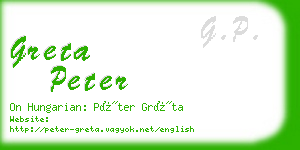 greta peter business card